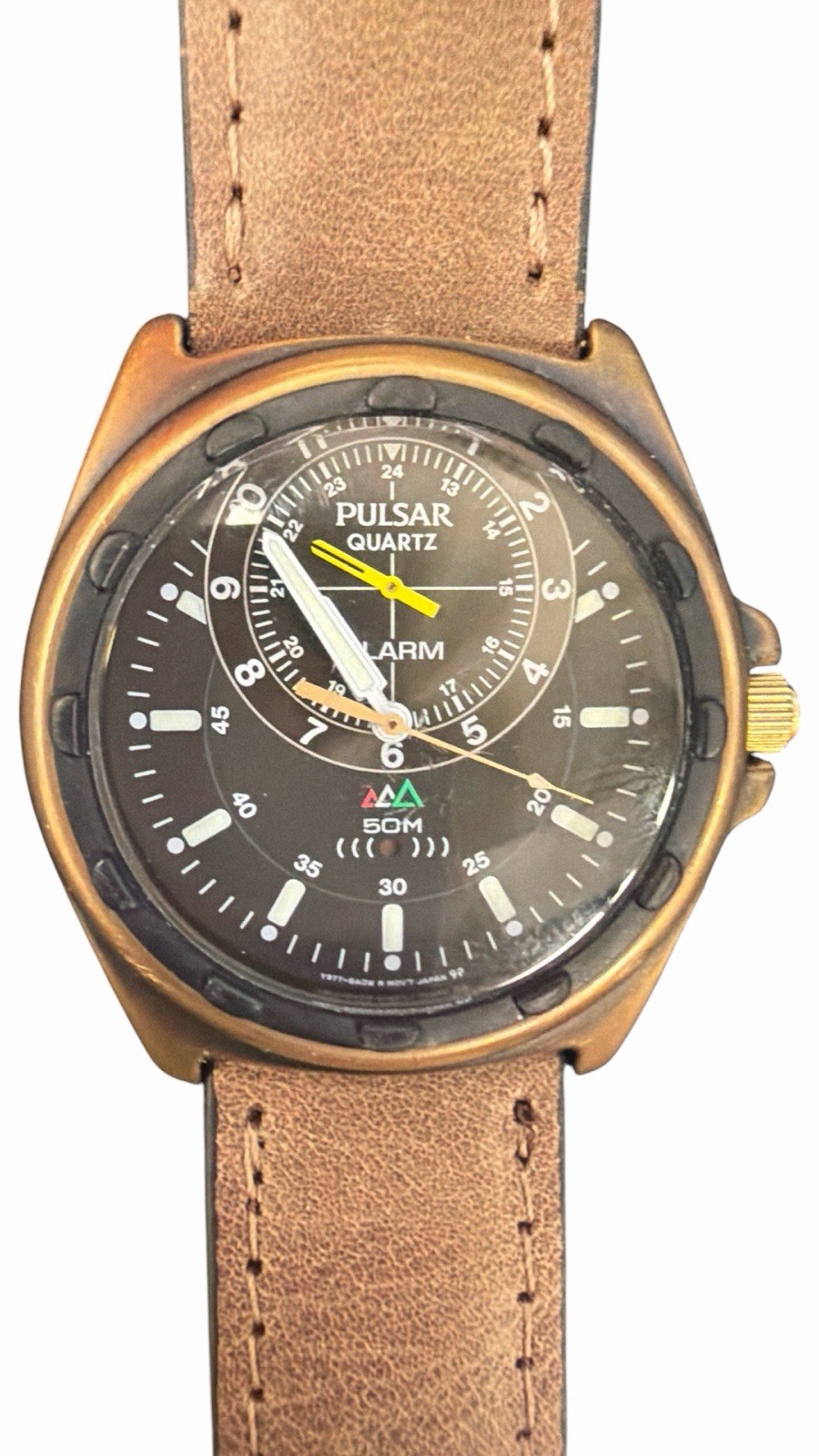Vintage Pulsar Alarm Watch Y977-8A00 1990’s 38mm Working New Battery