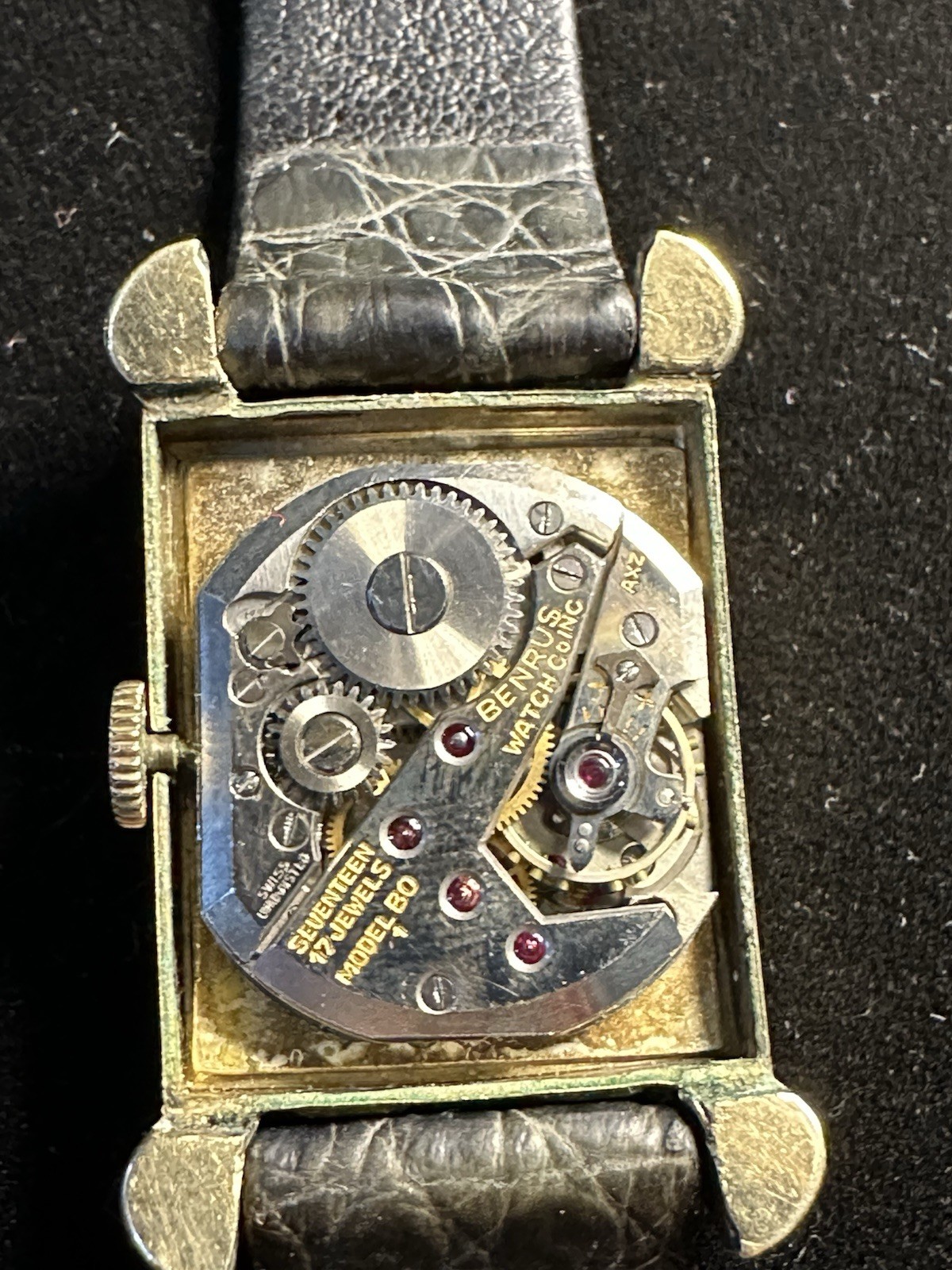Vintage Benrus 10K Gold Filled Tank Watch Men’s Manual Wind Kalbe France Strap