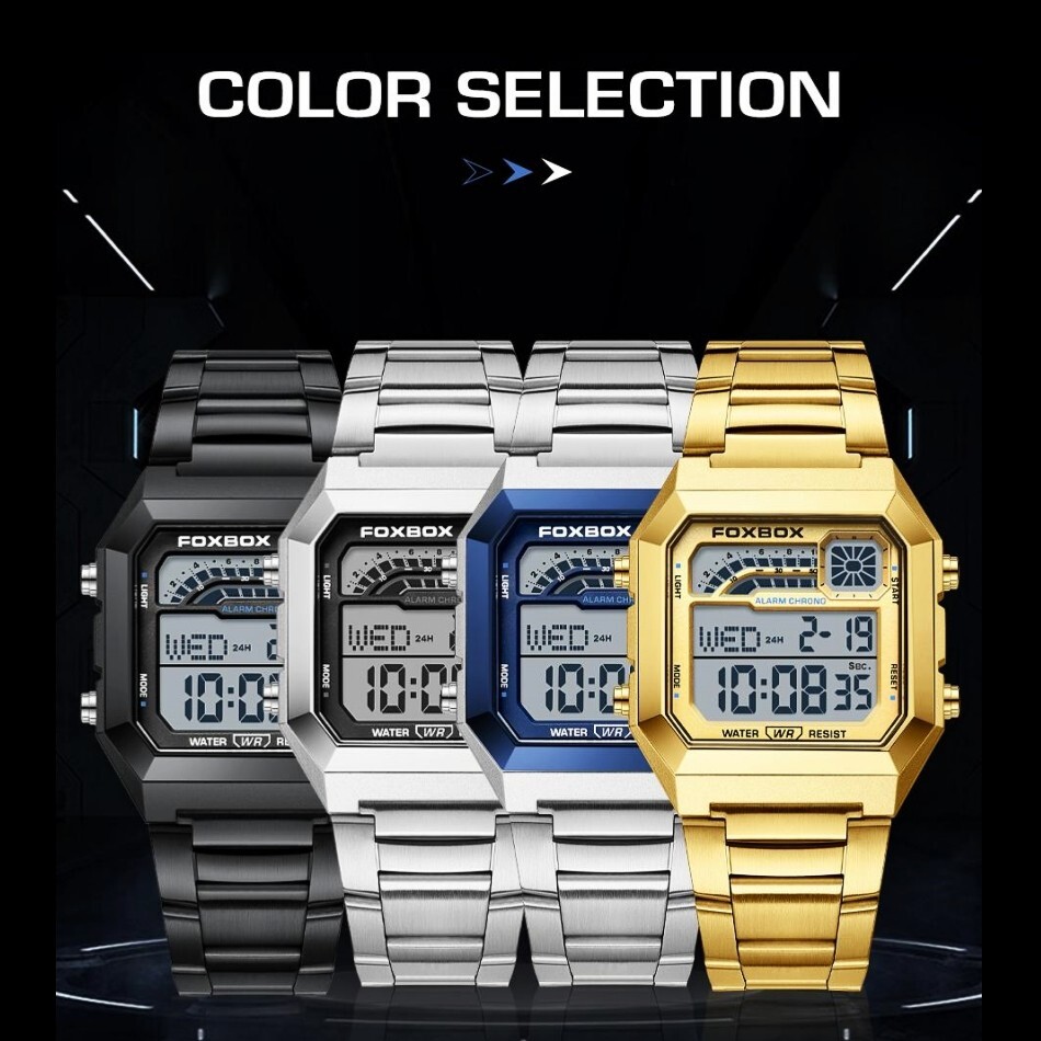 2025 Men’s Watch Military Stainless Steel Digital Luminous Waterproof Wristwatch