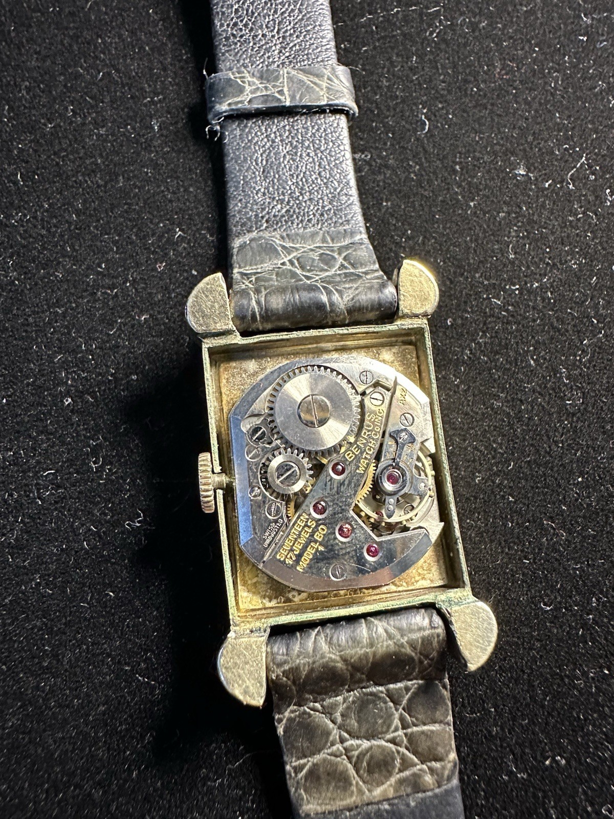Vintage Benrus 10K Gold Filled Tank Watch Men’s Manual Wind Kalbe France Strap