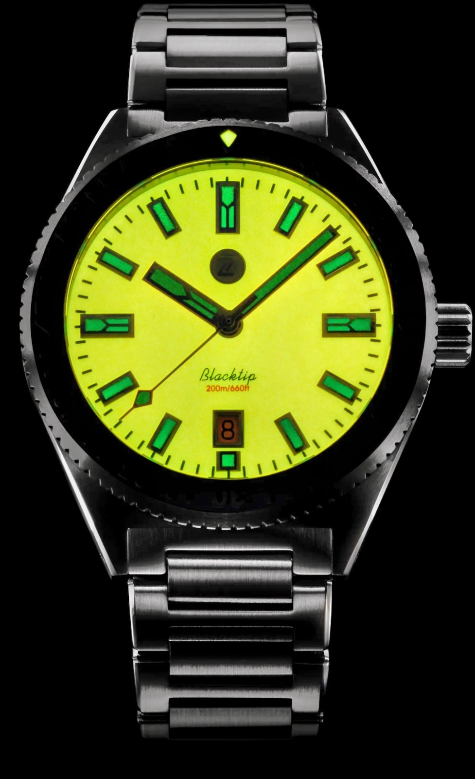 ZELOS BLACKTIP 41mm DLC EMBER Automatic Dive Watch NOS Full Set