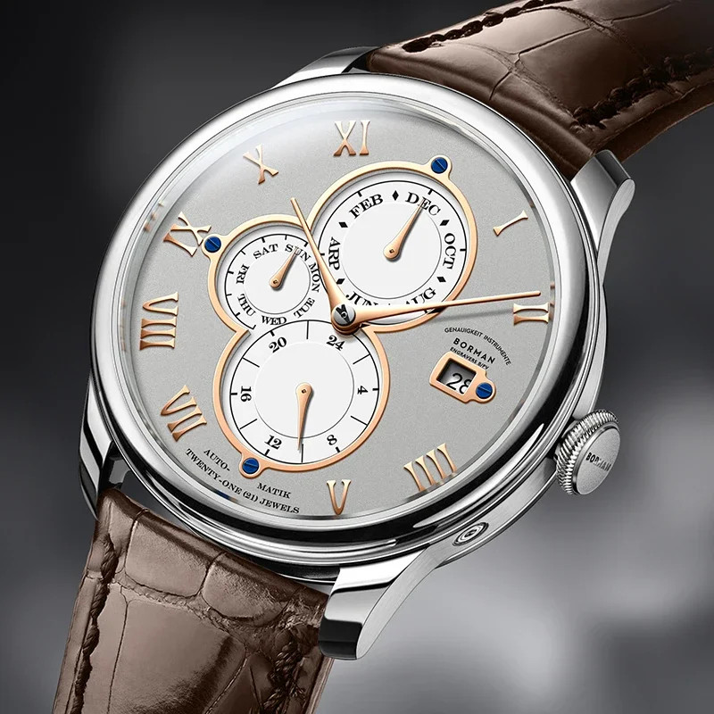 BORMAN Automatic Mechanical Men’s Watch Sapphire 50M Waterproof Leather BM18011