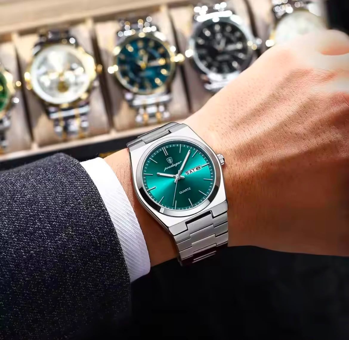POEDAGAR Luxury Men’s Watches Waterproof Luminous Date Week Men Watch Stainless