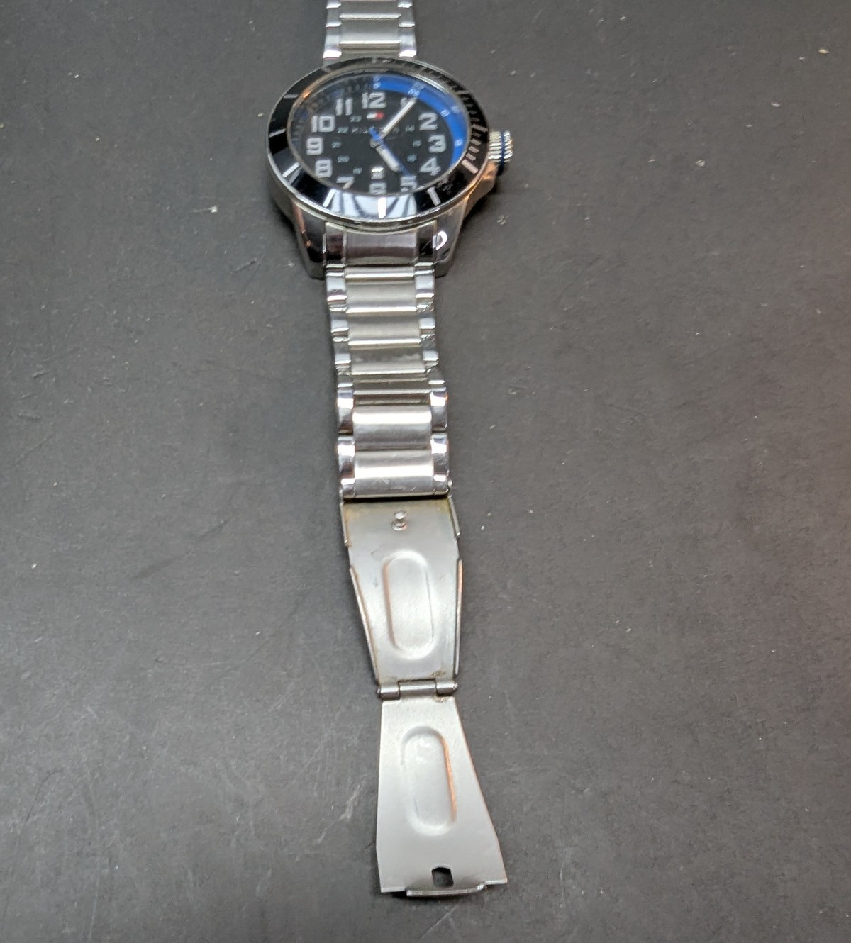 Tommy Hilfiger Three Hand Stainless Steel Black Dial 46mm Watch 30M / 3 ATM
