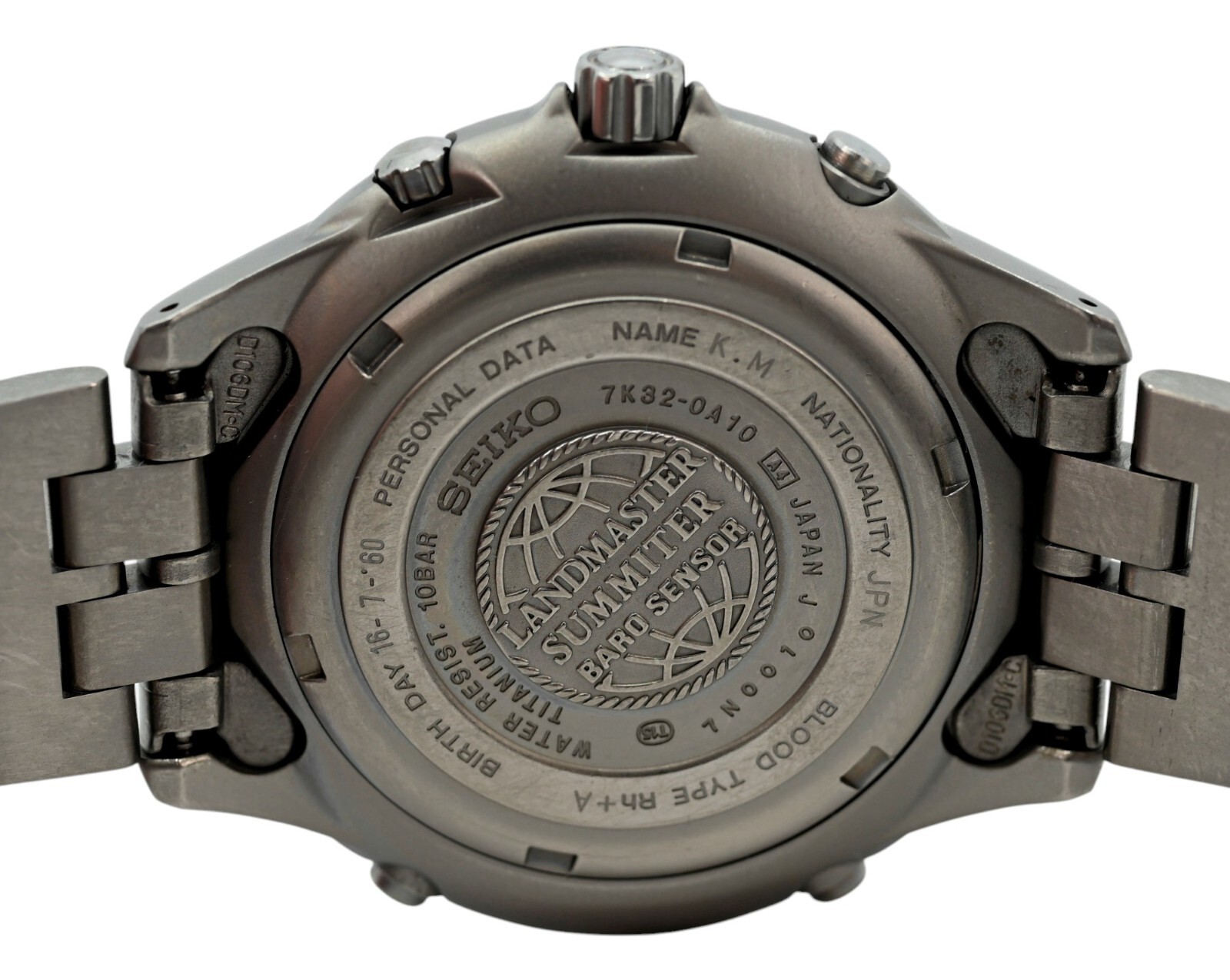 Men’s 41mm Seiko Kinetic Titanium Landmaster SBCN003 Black Dial Watch 7K32-0A10!