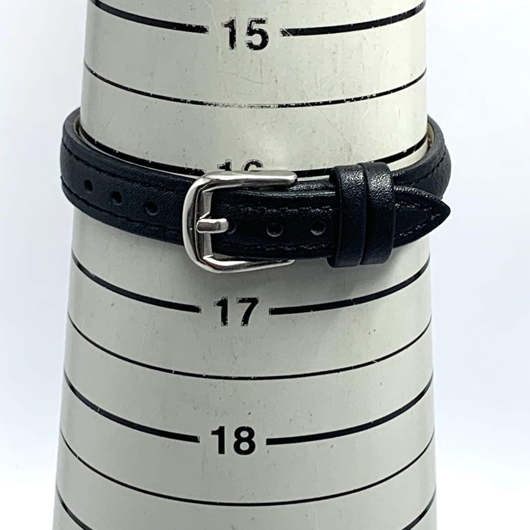 Agnes b. Quartz Analog Watch Black Leather Band Ivory Dial V701-6850