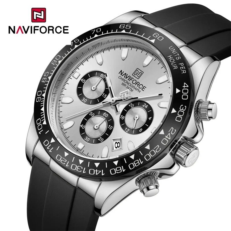 45MM NAVIFORCE Luxury Quartz Diver Watch Men Silicone Waterproof Luminous NEW
