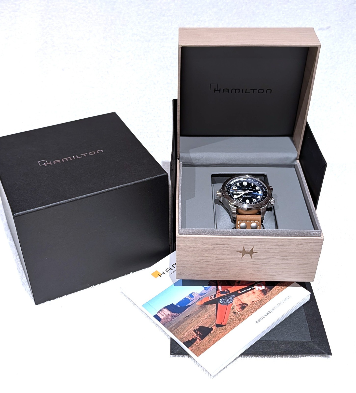 Hamilton Khaki Aviation X-Wind Auto Blue Dial Leather Band Men Watch H77765541