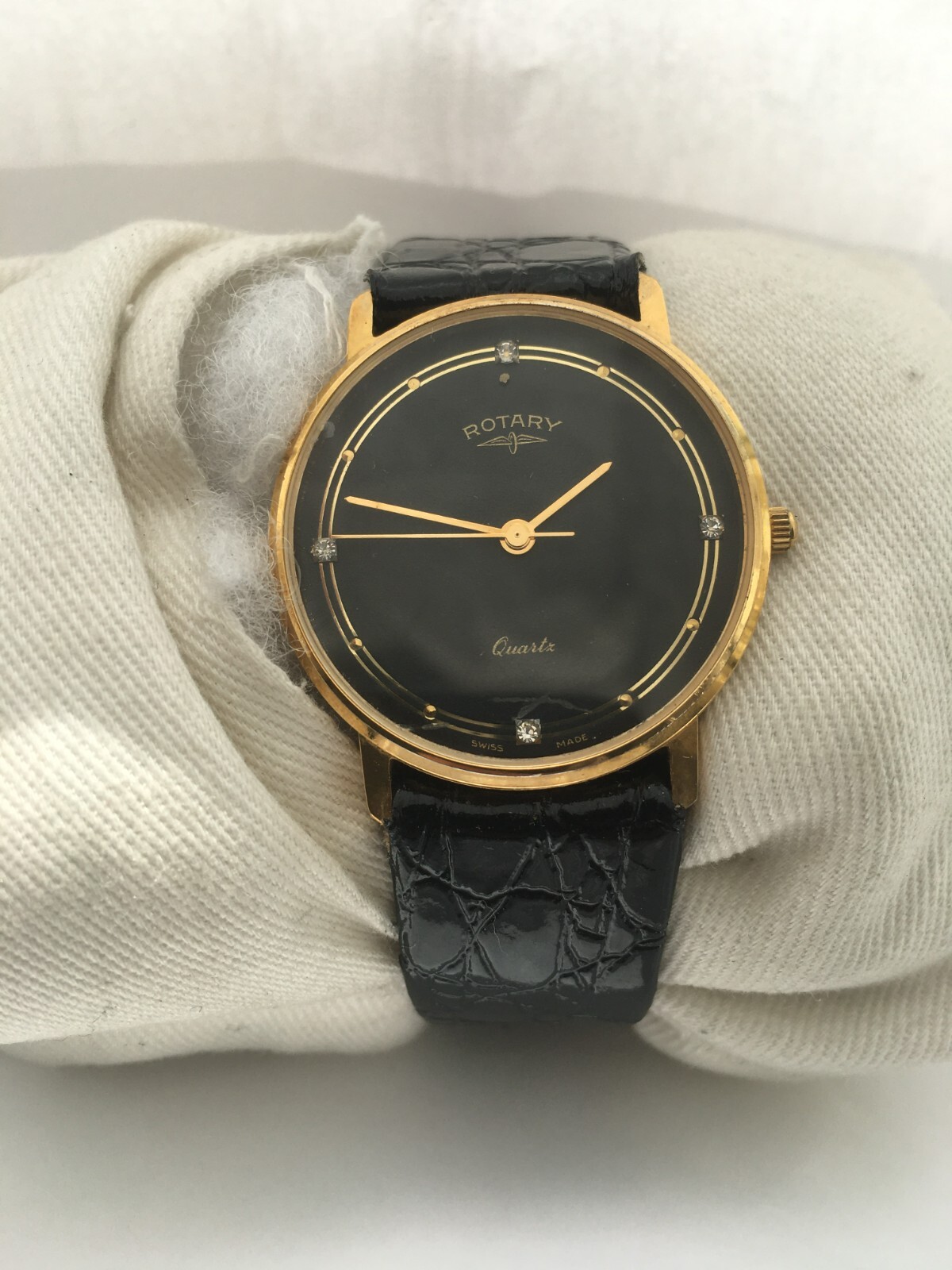 Rotary Unisex Swiss Made Quartz 50MT WR Stone Dial Leather Strap Watch 217913345