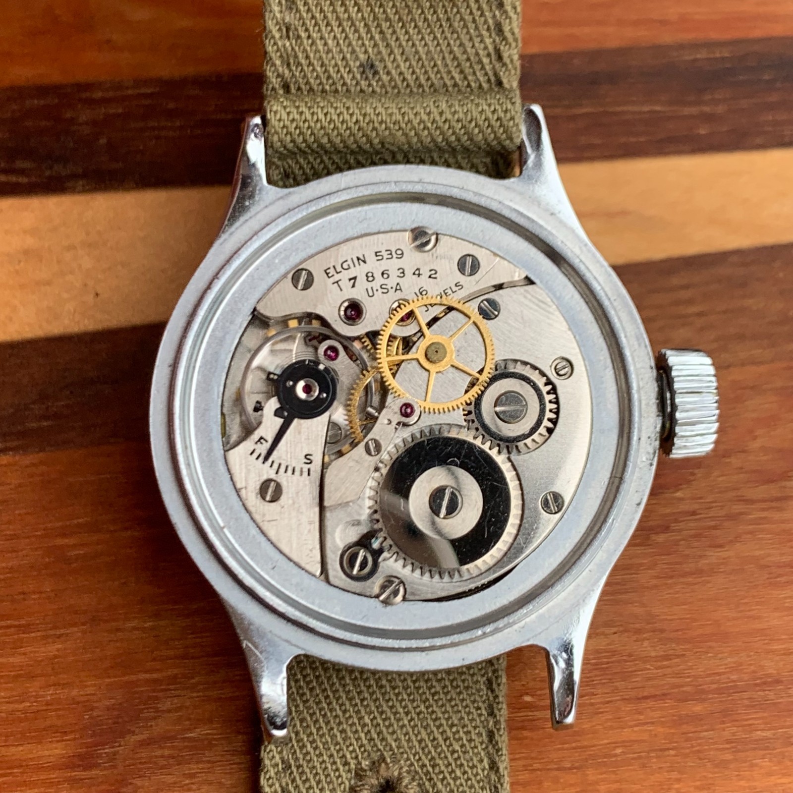 1945 Elgin A-11 Hack Grade 539 16 Jewels US Military Watch -Mint & Serviced #5