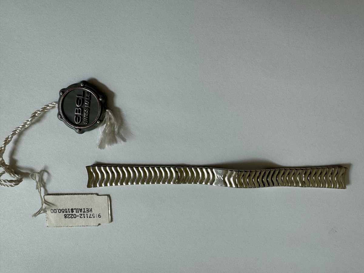 NOS Vintage Ebel Wave watch stainless steel bracelet 13mm and 4 case screws