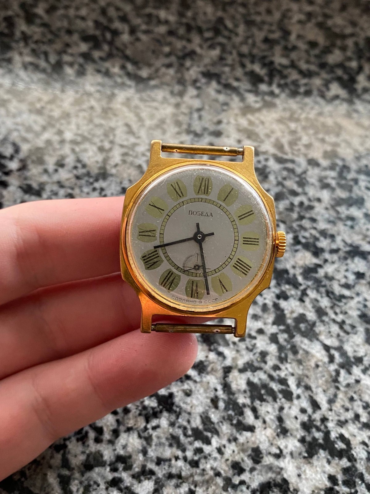 Pobeda Watch Vintage Soviet mechanical USSR Wristwach Rare Gold Plated AU