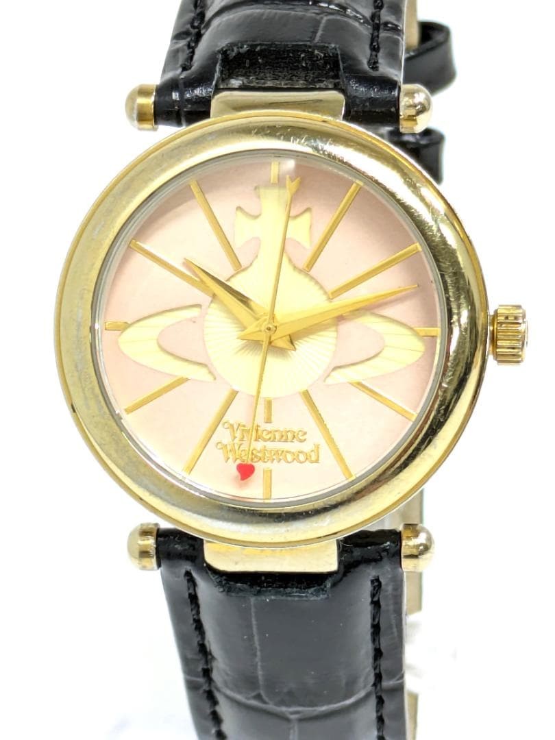 Vivienne Westwood Orb Black Quartz Watch Wristwatch Japan Used 071177