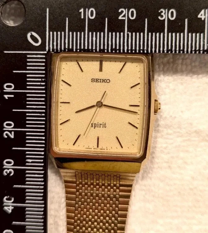 Vintage 1991 [NEAR MINT] SEIKO Spirit 5E31-5A60 Square Gold Quartz Men’s Watch