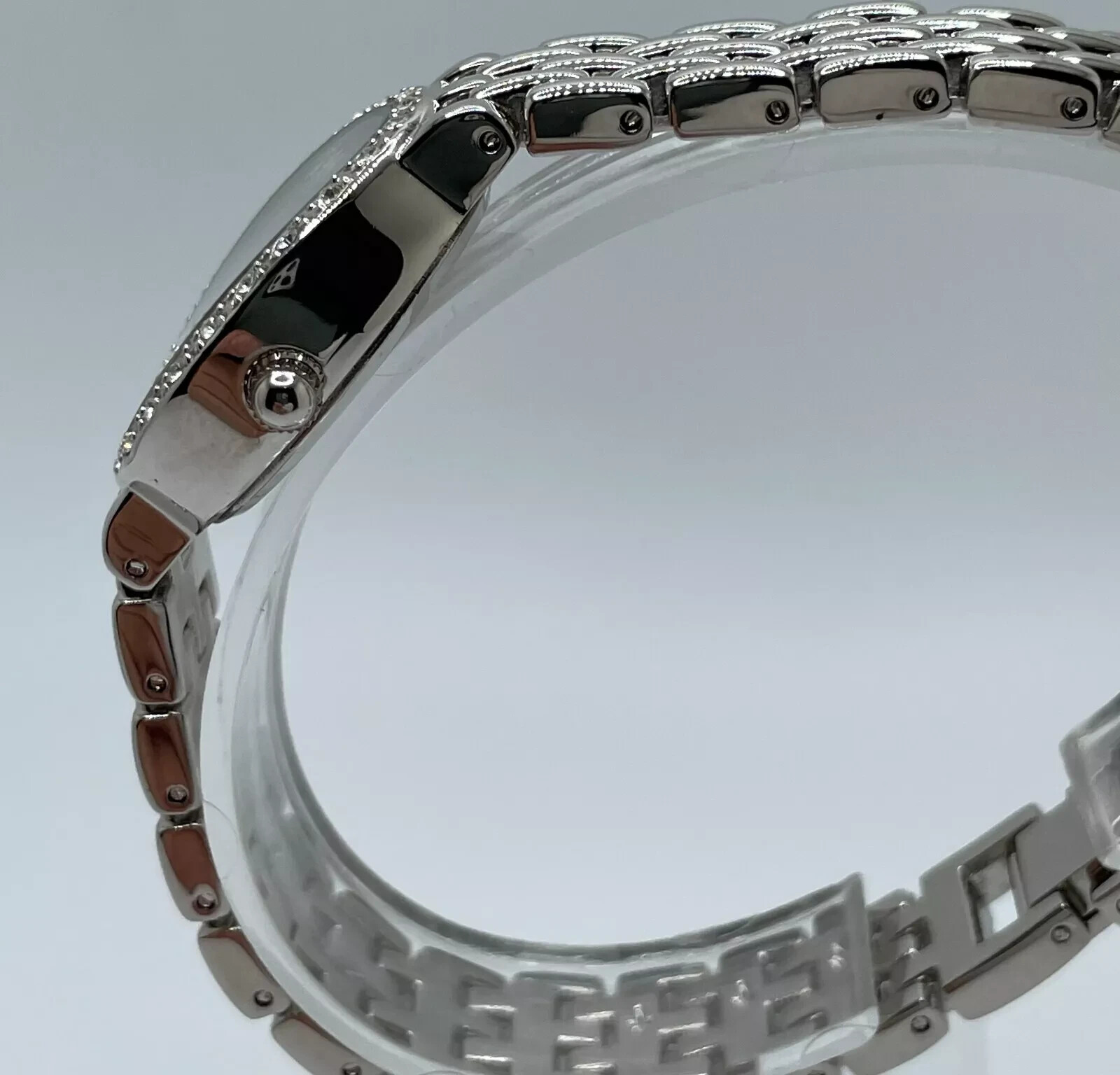 Dufonte Watch Womens 21mm Case Gem Set Bezel Quartz Three Hands Analog