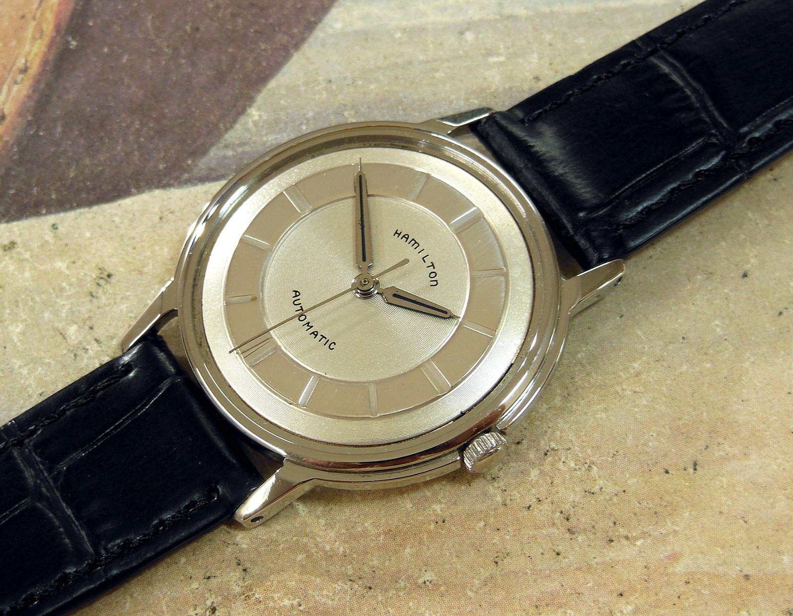 1950’s Vintage HAMILTON Automatic MICRO-ROTOR , Stunning SILVER Dial, Serviced