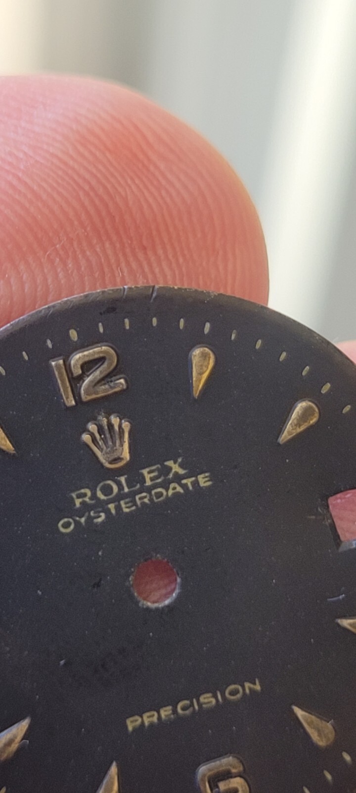 Vintage rare Rolex midsize oysterdate precision black model 6466 dial 24.2 mm