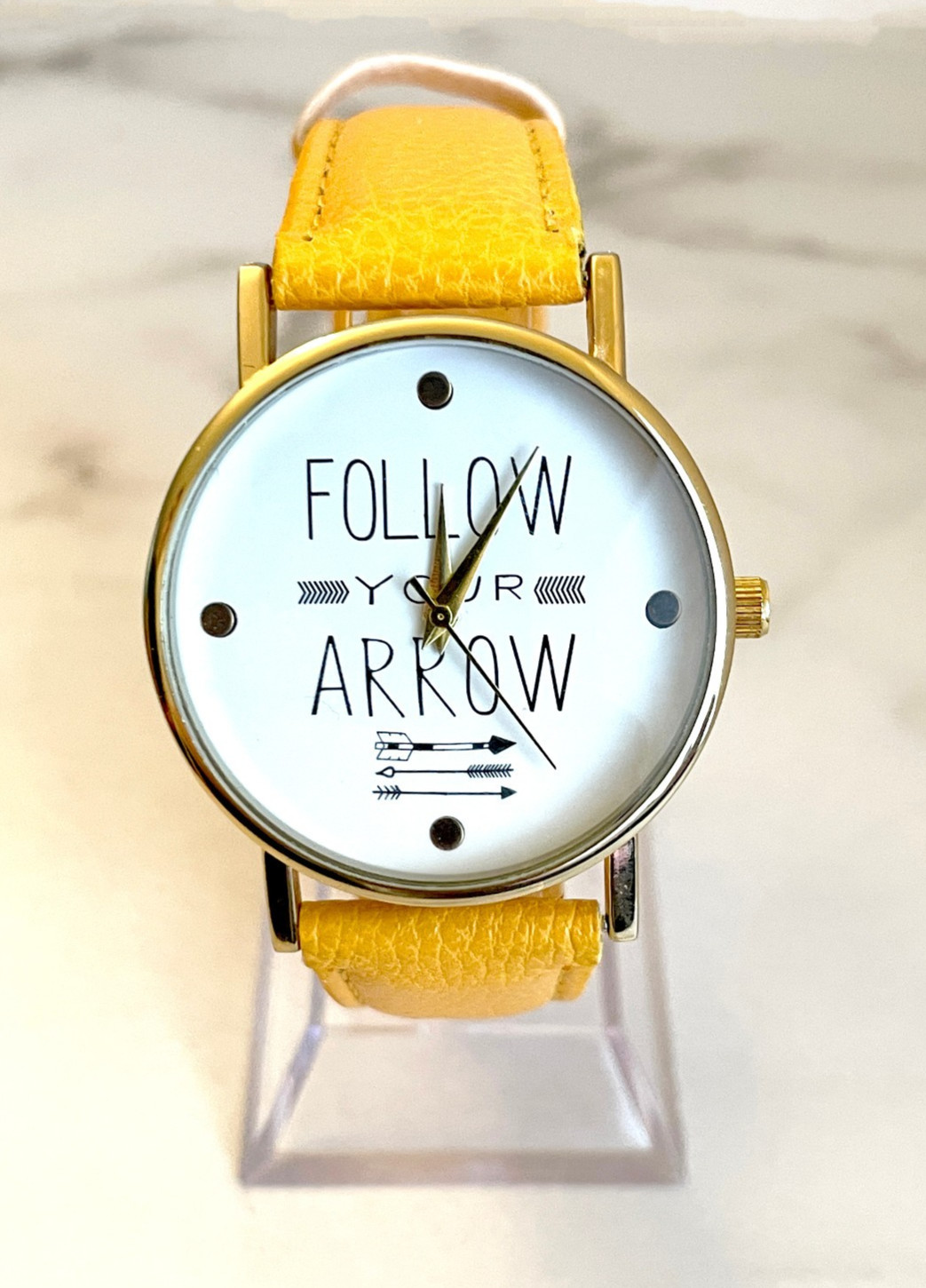 Wrisrwatch “Follow Your Arrow” Inscription – Battery Included, Womens gift