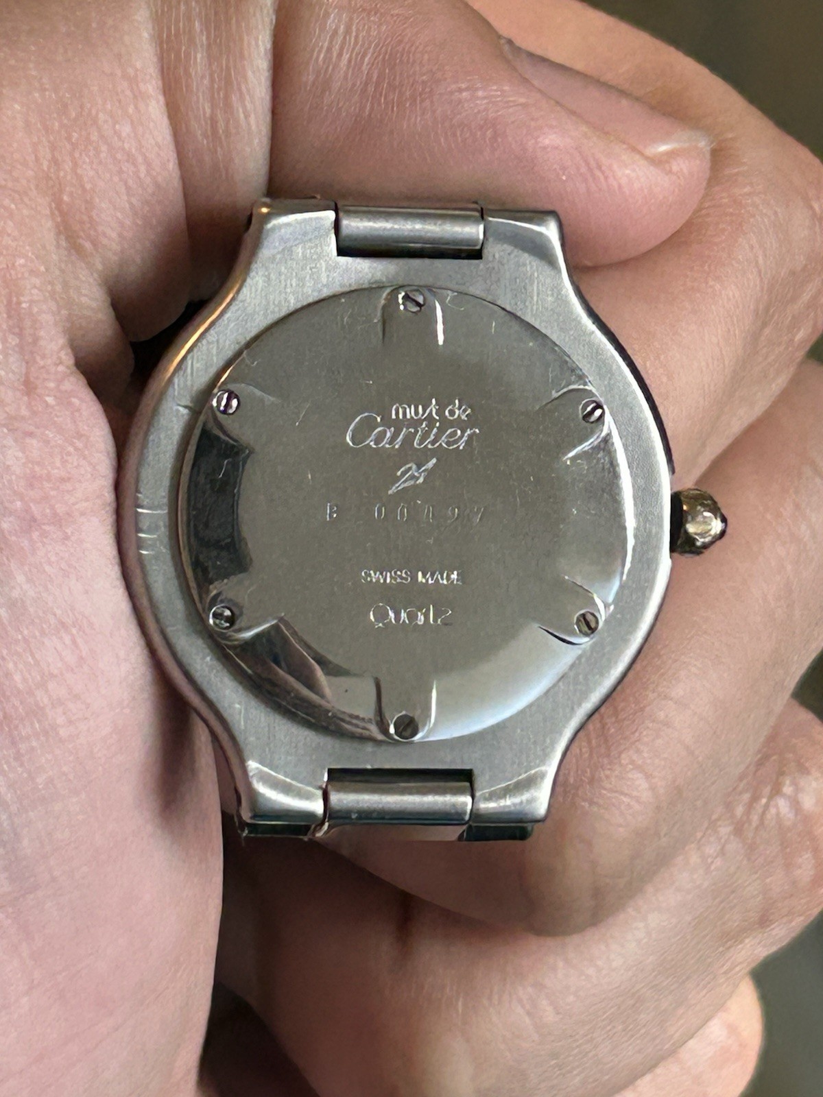 Cartier Must de Cartier Quartz Silver Dial Roman Numerals Green Leather