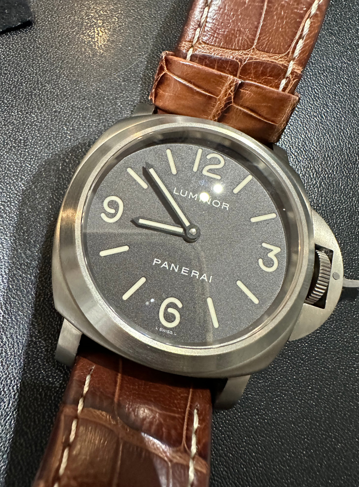 PANERAI LUMINOR TITANIUM MEN WRIST WATCH WITH LEATHER AND RUBBER STRAP WITH CASE