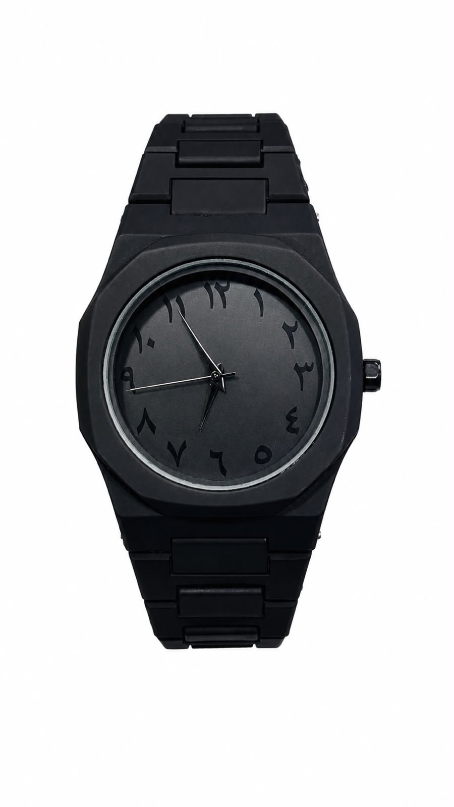 Black Analog Wrist Watch For Men Arabic Numeral Dial Black Metal Bracelet Watch