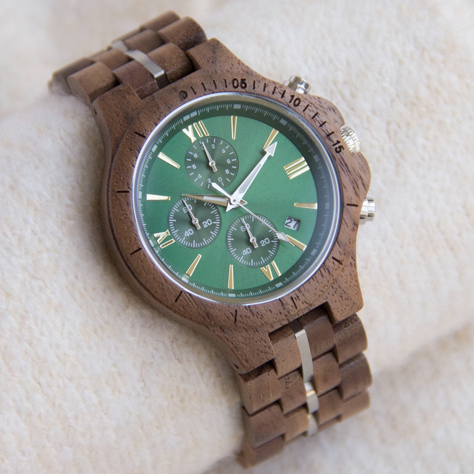 Men’s Wood Watch Handmade Chronograph Wooden Watch