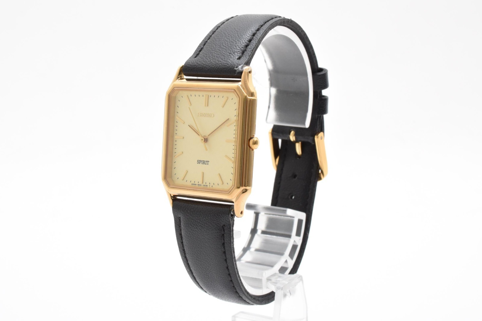 Vintage SEIKO SPIRIT 5E31-5B60 Gold Dial Square Quartz Men’s Watch JAPAN