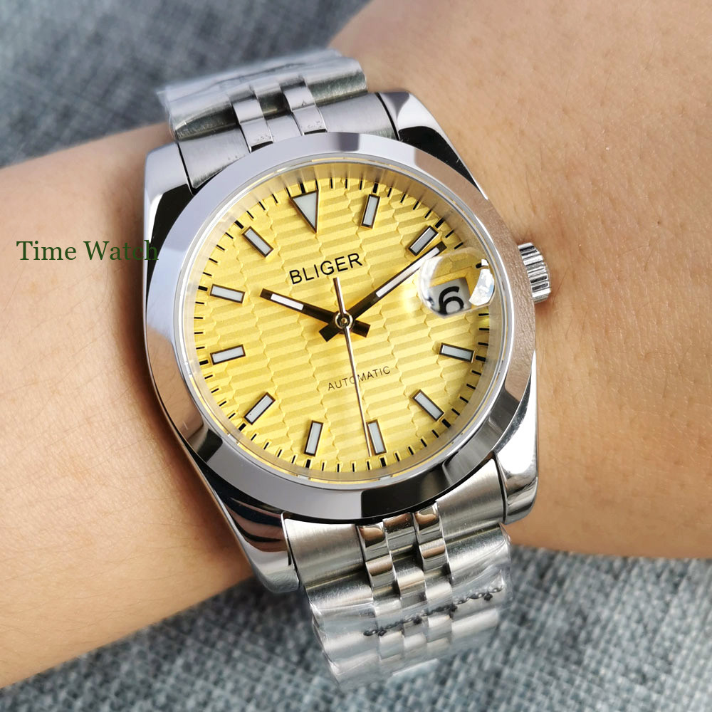 Sapphire NH35 Men’s Automatic Watch Date Blue/White/Yellow 39mm/36mm Jubilee