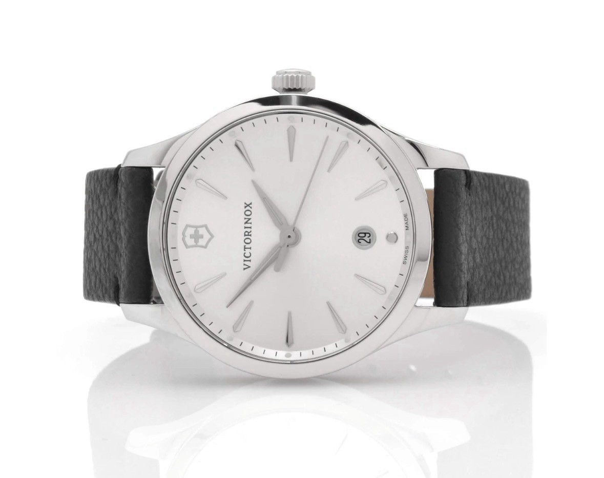 Victorinox Alliance Men’s Quartz Date Silver Dial 40mm SS Black Leather 100m