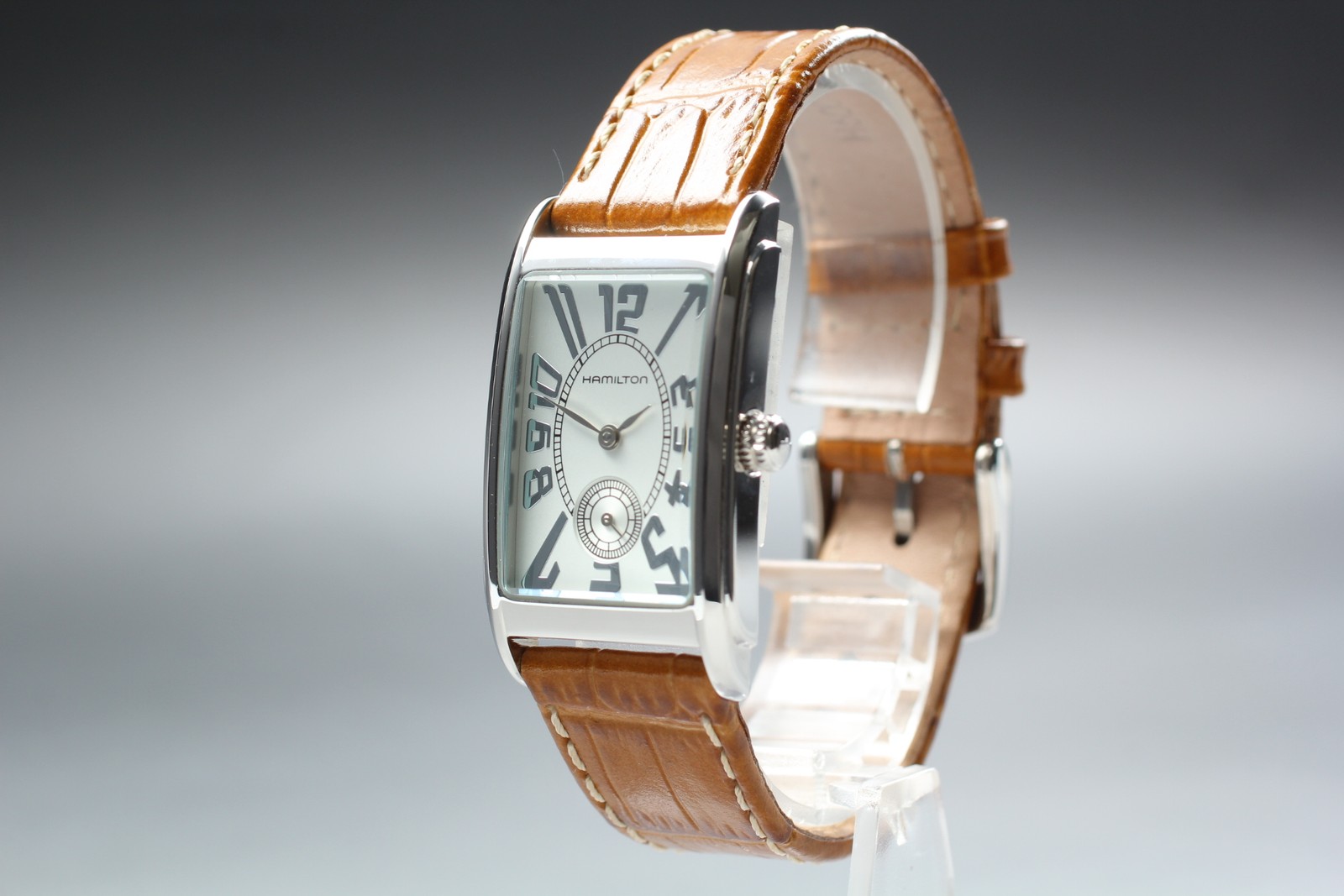 [Near MINT] Hamilton Ardmore H114110 24mm White Dial Brown Band Qz Unisex Watch