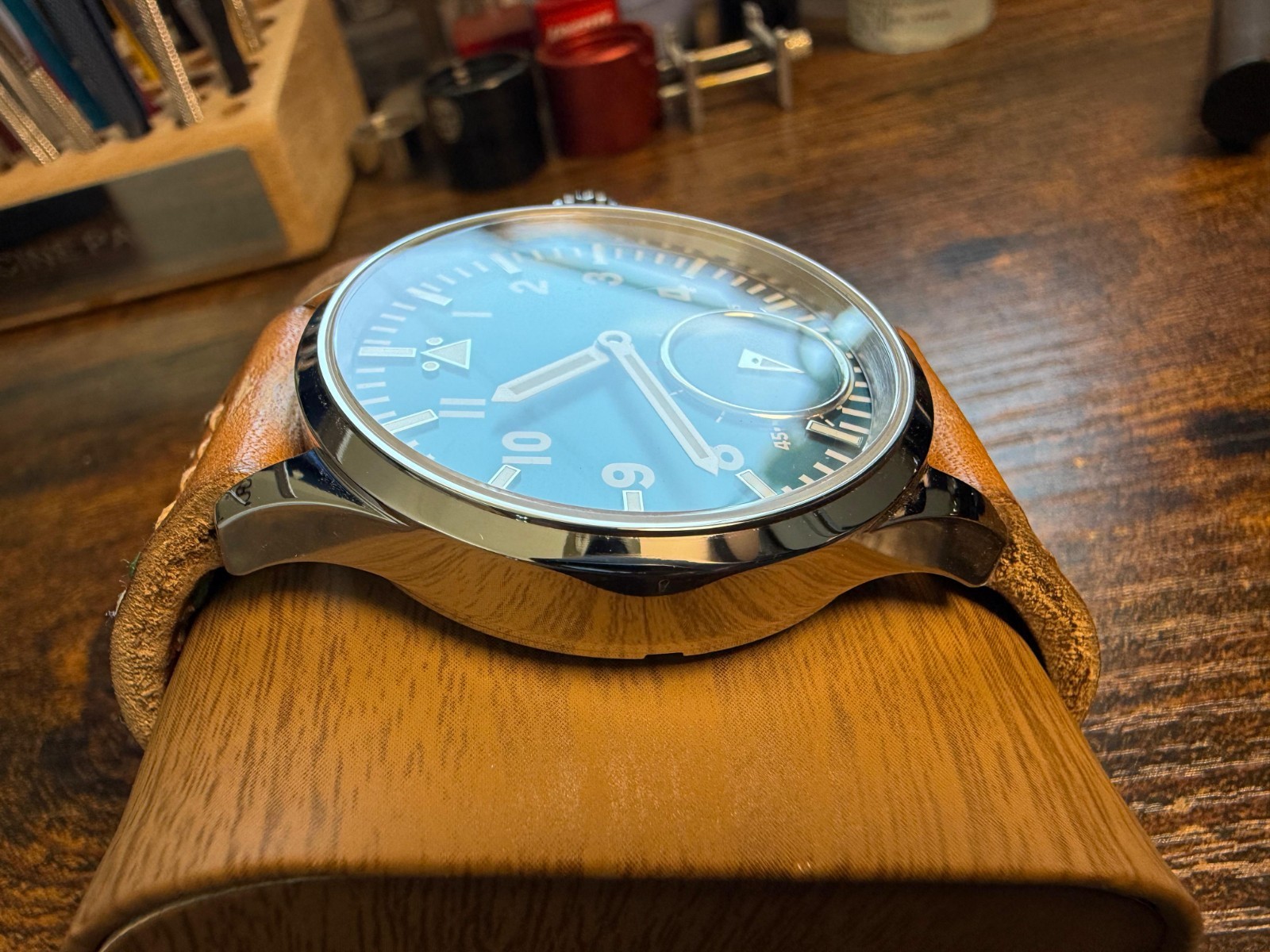 Qaiser Pathfinder green Watch Swiss made ETA 6498 movement handmade Strap