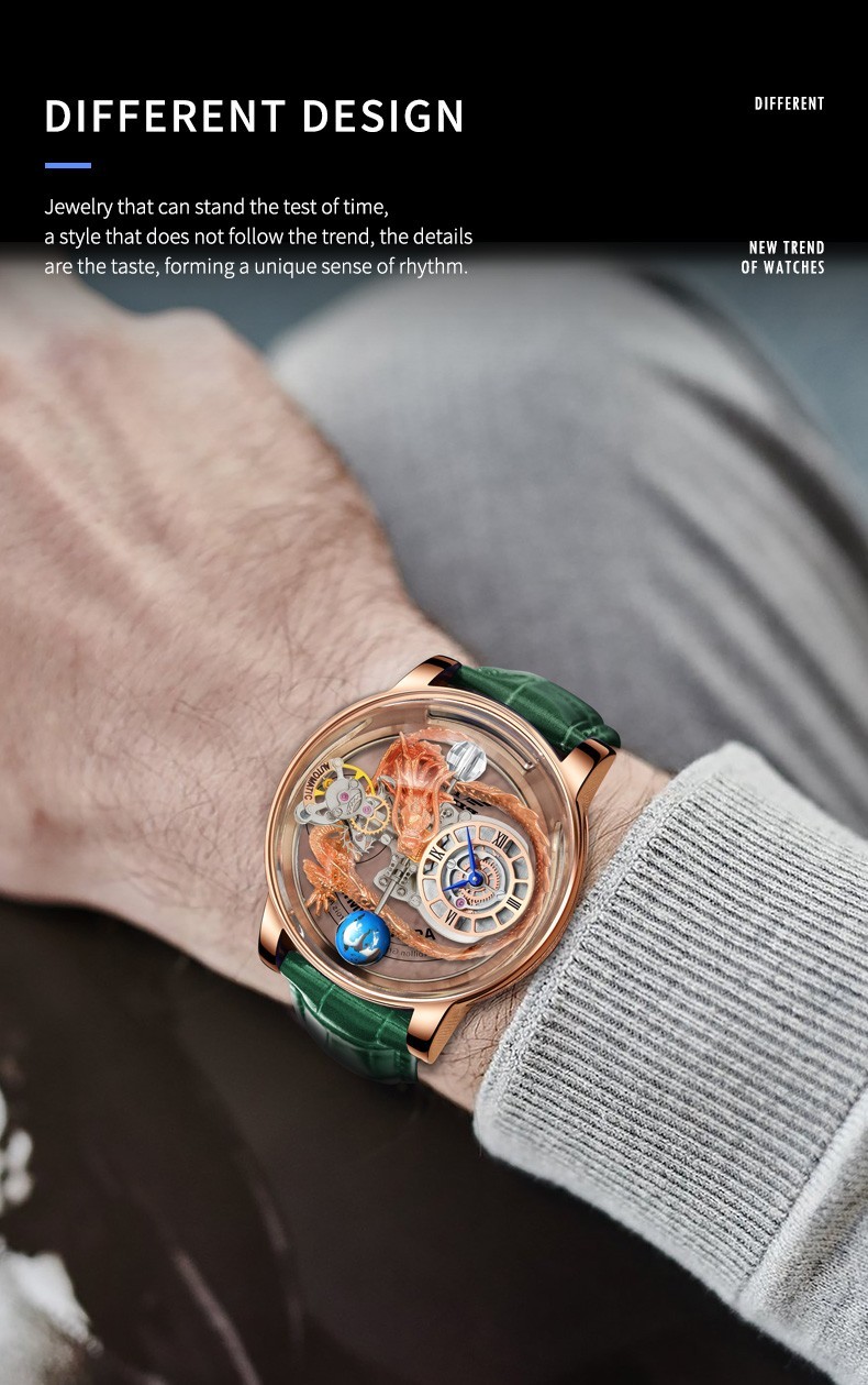 PINDU Luxury Celestial Unmoving Dragon Waterproof Sports Machinery Men’s Watch