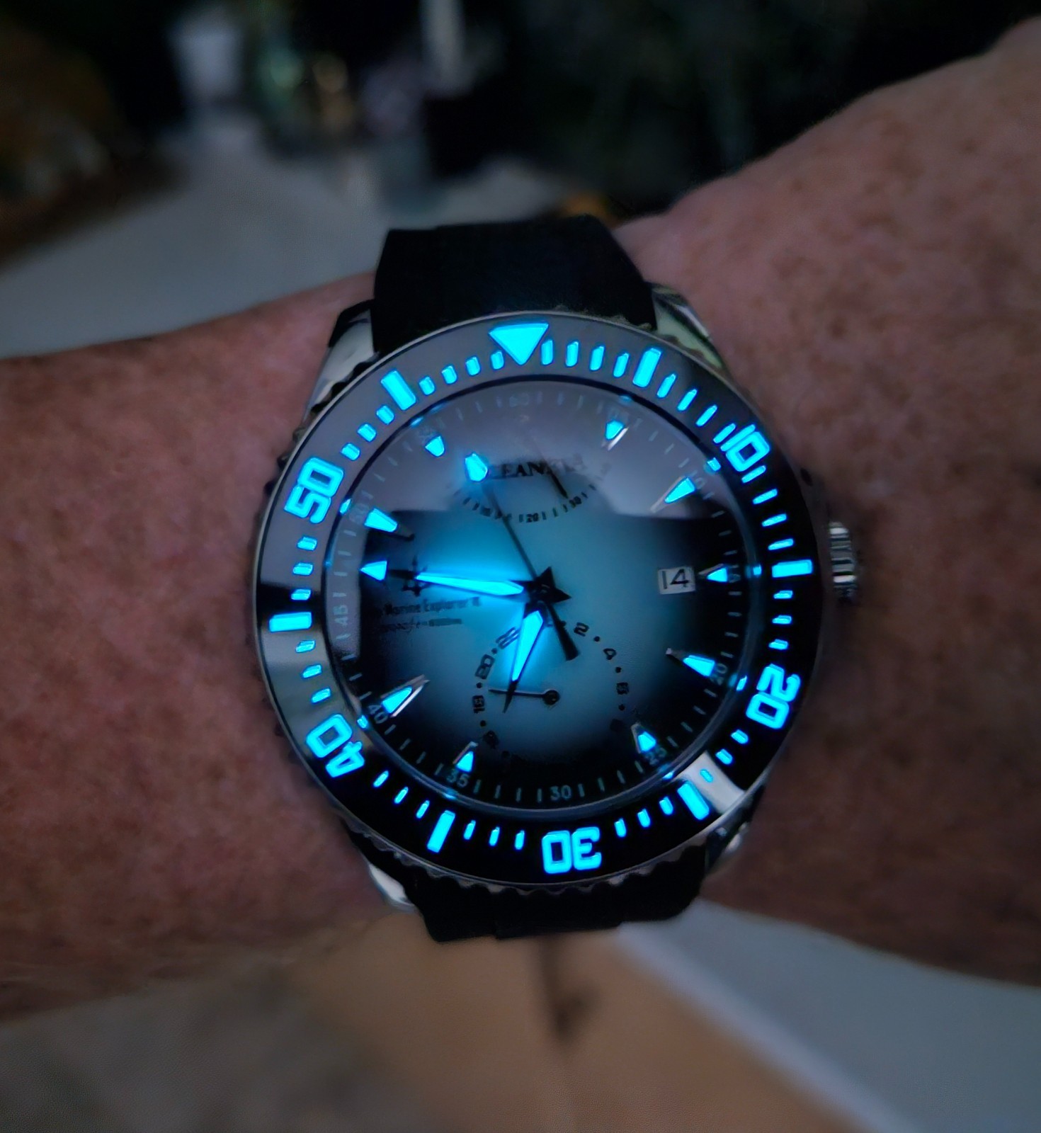 Oceaneva Power Reserve 6000m Automatic Grade 5 Titanium Watch Yellow