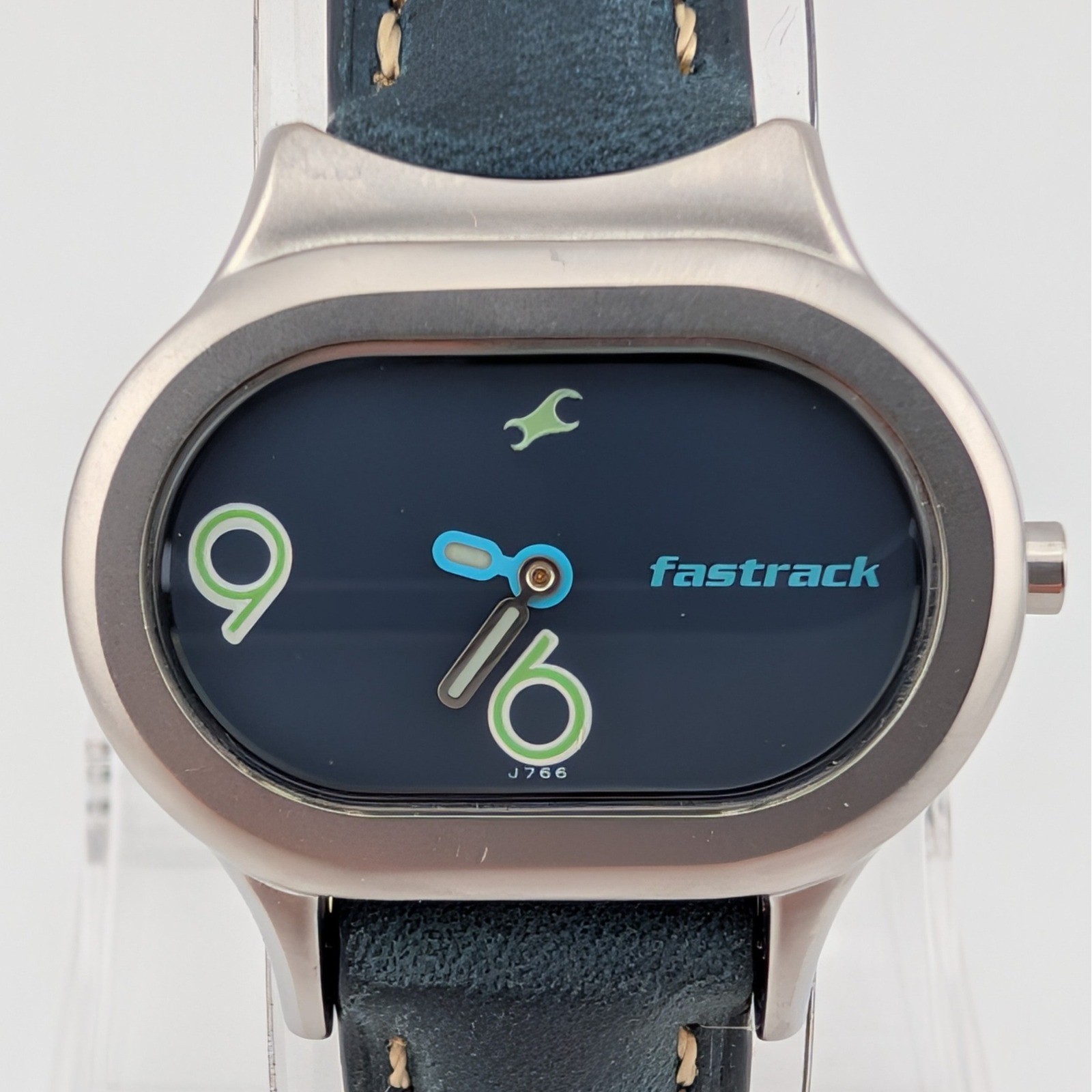 Fastrack Blue Minimalist Oval Watch Y2K Futuristic Art Dial India 30mm
