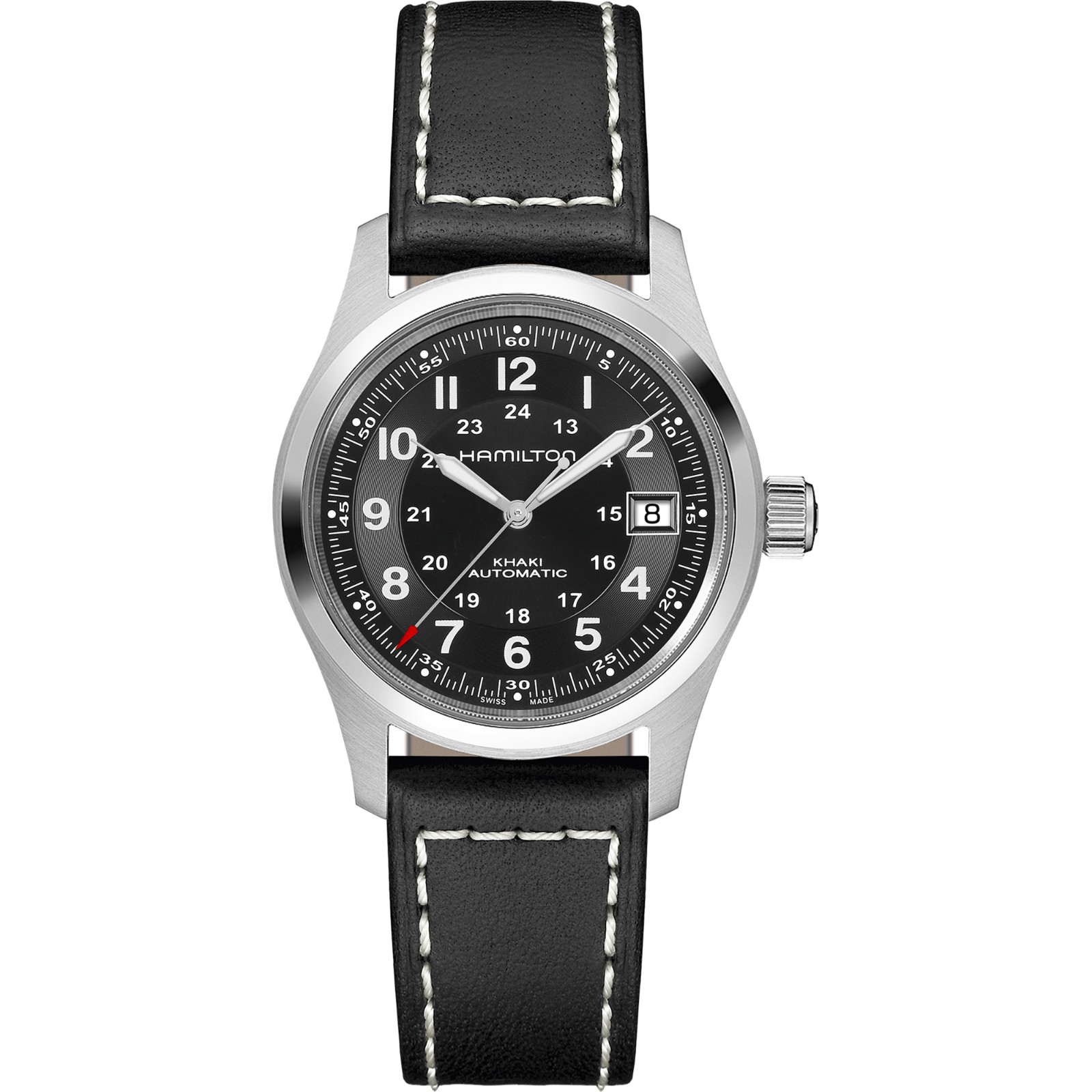 Hamilton Khaki Field Automatic Black Dial Leather Strap Men’s Watch H70455733