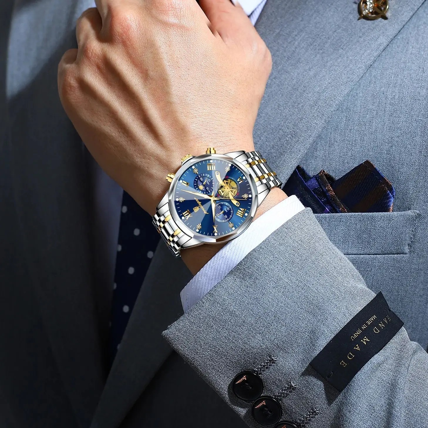 2025 Men’s Luxury Waterproof Chronograph Stainless Steel Quartz Wrist Watch Gift