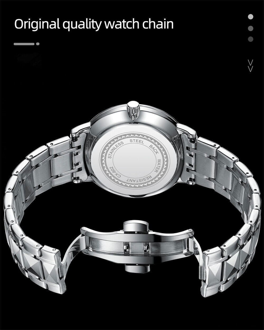 CHENXI Men Quartz Watch Calendar Week Display Wristwatch Male Steel White Watch