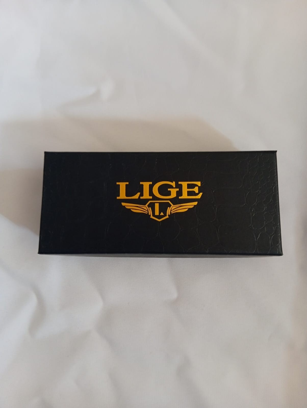 LIGE Men Quartz Watch Two Tone Gold Silver Stainless Steel Band Luxury Blue Dial