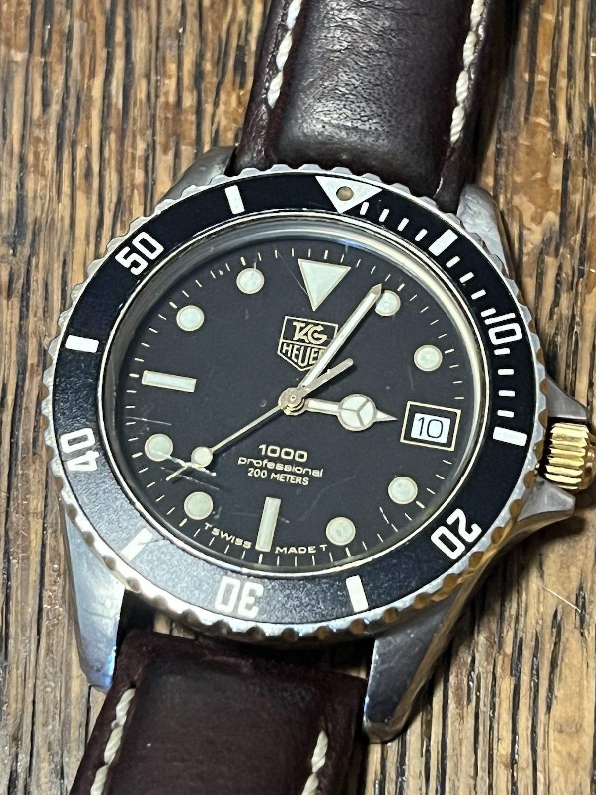 1990s GENTS TAG HEUER 1000 PROFESSIONAL 200m REF. 980-020B Two Tones Leather