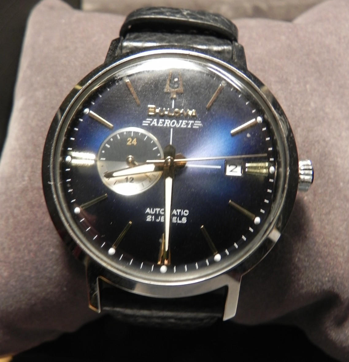 Bulova Aerojet Chronograph Automatic Blue Sunray Dial Men’s Watch 96B374