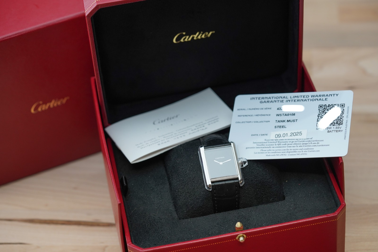 Cartier Tank Must de Cartier WSTA0108 Men’s Steel Black Dial Quartz