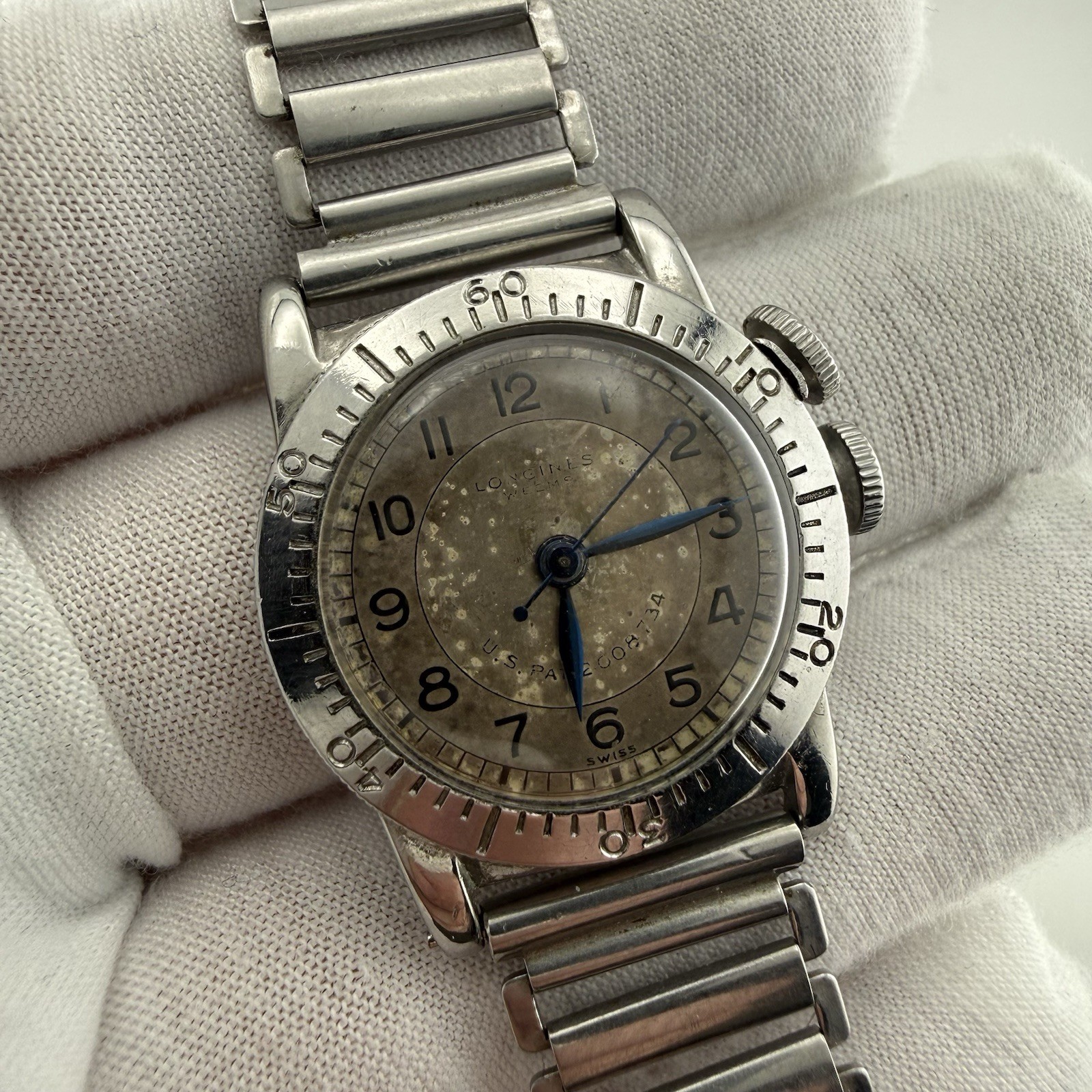 Vintage 1940’s Longines Weems Pilots Mechanical Watch – Working