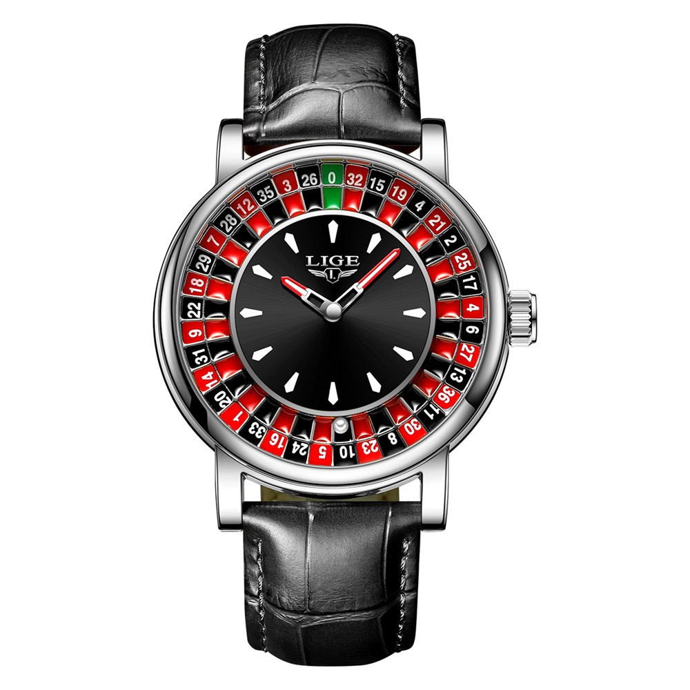 LIGE Men Watch Fashion Creative Dial Wristwatch Male Luxury Leather Quartz Watch