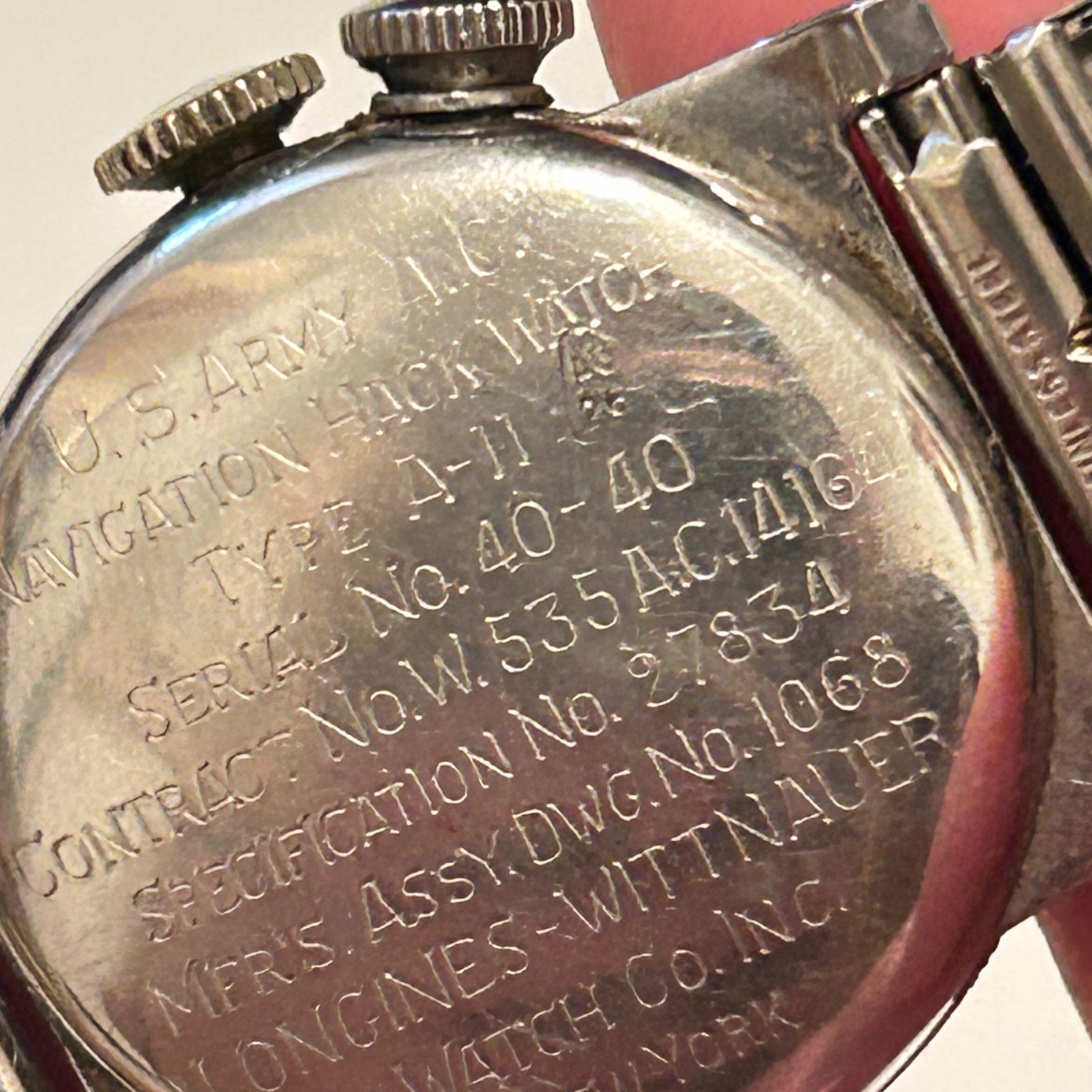 Vtg WWII 1940’s Longines Wittnauer Hack Navigation A-11 Weems Automatic Watch