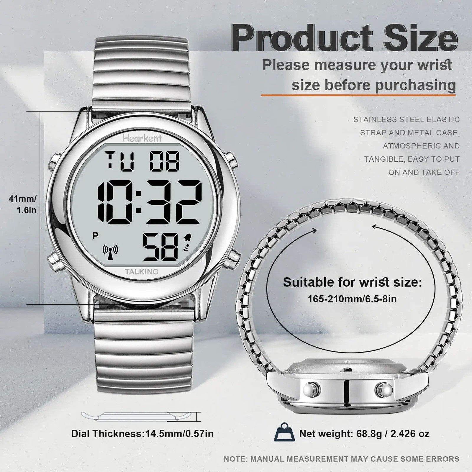 Hearkent Atomic Talking Watch for Blind Elderly Men – Radio Controlled Alarm