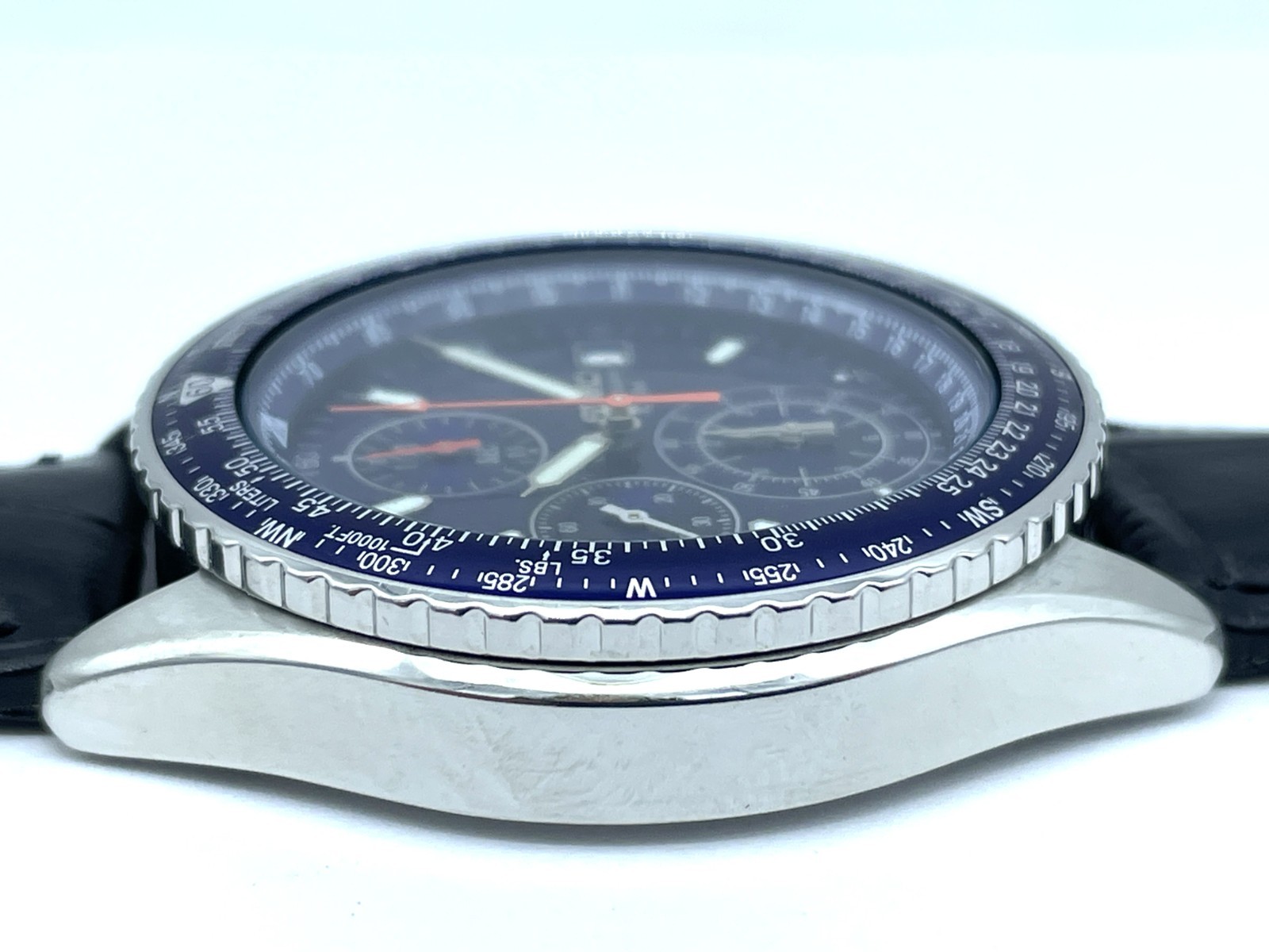 SEIKO Flight master Men’s Chronograph Watch Blue Dial New Band Battery 7T92-0CF0