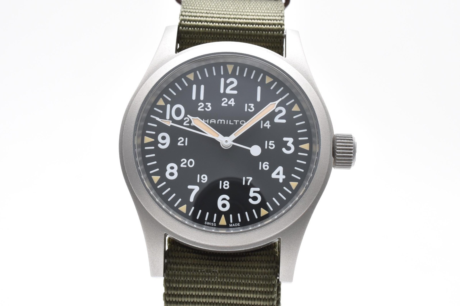HAMILTON Khaki Field Mechanical 38mm Black Dial Full Set Box & Extra Strap