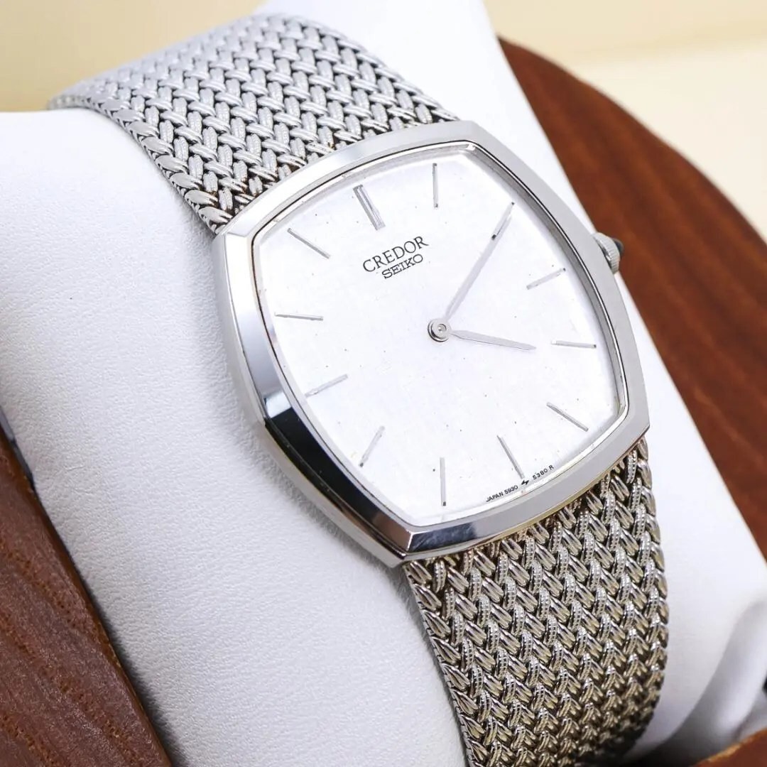 SEIKO CREDOR Silver Watch 5930-5390 From Japan Genuine Mesh Bell