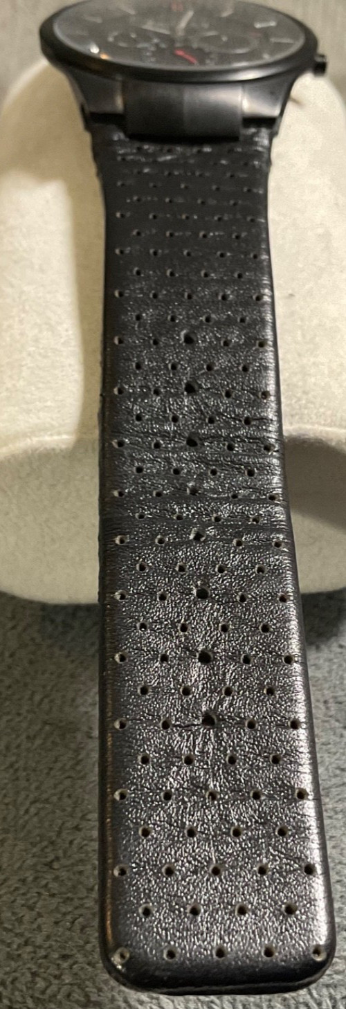SKAGEN 809XLTBLB TITANIUM MULTIFUNCTION BLACK DIAL LEATHER WATCH NEW BATTERY