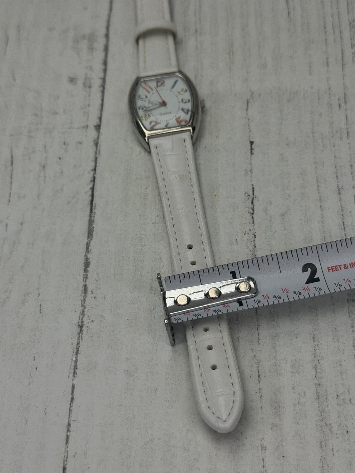 Women’s Rainbow Numeric Dial Watch White Face Colorful Quartz Wristwatch